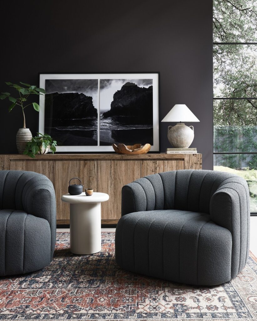 sitting room with gray chairs